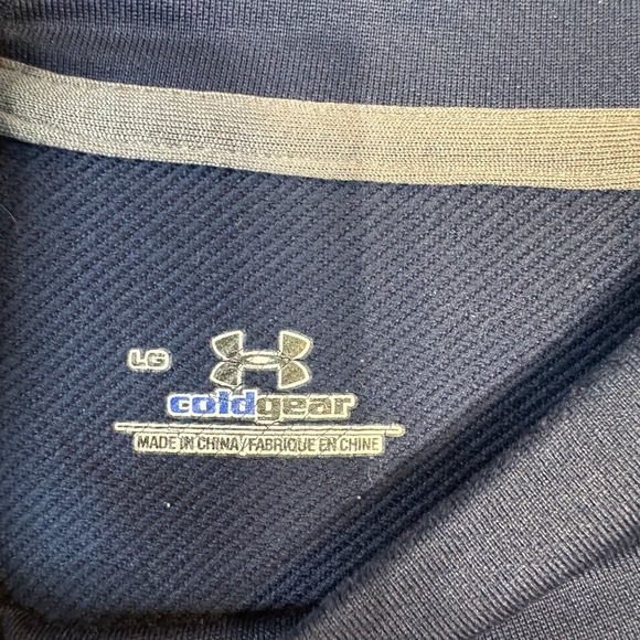 Under Armour ColdGear Mens L Navy Blue Mock Neck Long Sleeve Base Layer Shirt - Picture 2 of 6